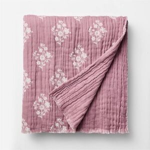 Floral Block Print Jacquard Throw Purple/Cream - Threshold™ with Studio McGee